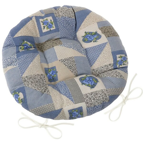 Bellatex Sedež EMA okrogel prešiti Patchwork blue,40 cm