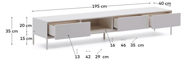 Bela TV omarica 195x35 cm Vedrana – Kave Home