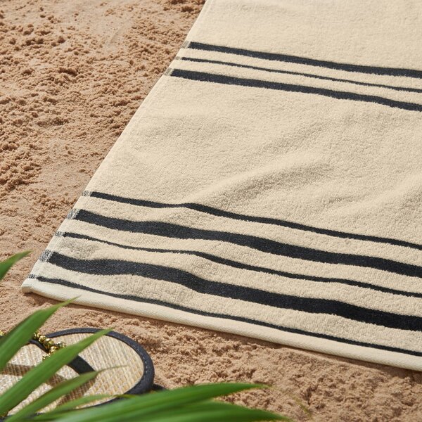 Bež brisača za na plažo 75x150 cm Banded Stripe – Catherine Lansfield