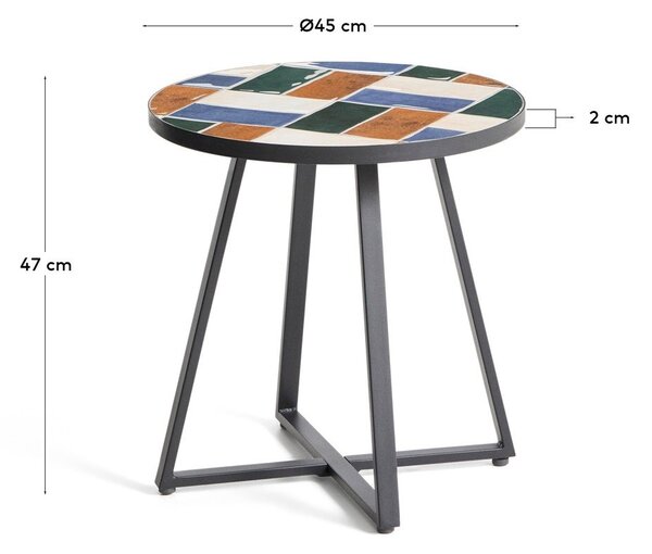 Okrogla vrtna mizica s keramično ploščo ø 45 cm Tella – Kave Home