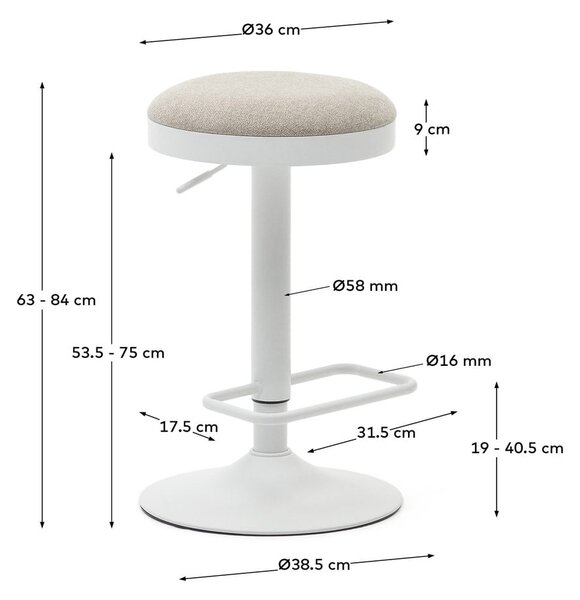 Bež barski stoli v kompletu 2 ks 58 cm Zaib – Kave Home