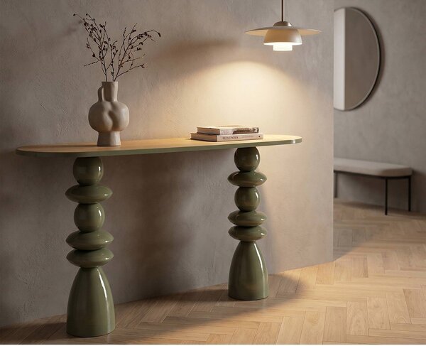 Zelena kovinska stranska mizica 45x150 cm Metal Console – Mauro Ferretti