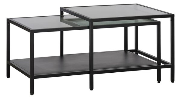 Črne steklene mizice v kompletu 2 ks 60x60 cm Bronco – Unique Furniture