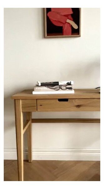 Stranska mizica z mizno ploščo v hrastovem dekorju v naravni barvi 40x110 cm Garrison – Rowico