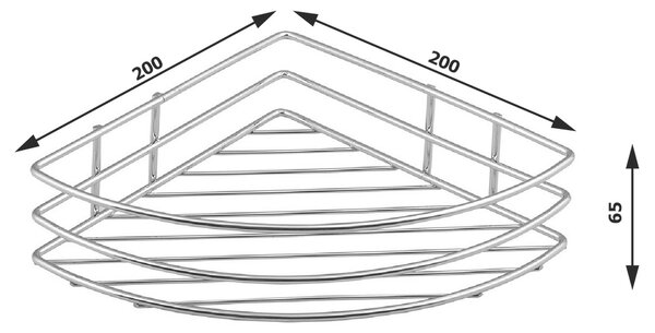 AQUALINE 37005 Žična kotna polica Chrom line,enojna, srebrna