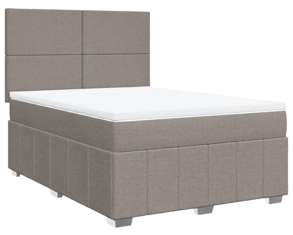 VidaXL Box spring postelja z vzmetnico taupe 160x200 cm blago