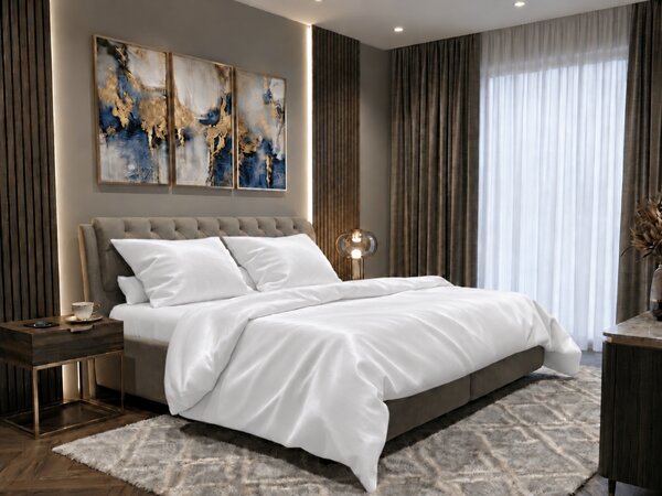Hotelska satenska posteljnina damaščan LUX bela