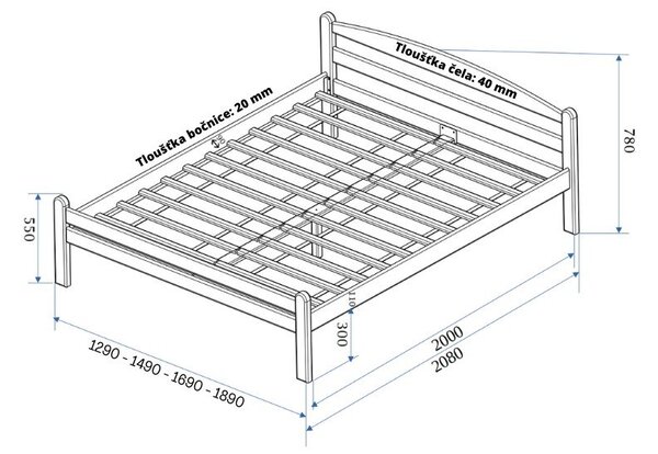 Zakonska postelja iz masivne bukve z letvenim dnom 180x200 cm v naravni barvi Bellariva – B.E.S
