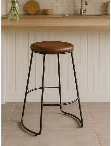 Črn/rjav oblazinjen barsko stol (višina sedeža 64 cm) Brixton – Premier Housewares
