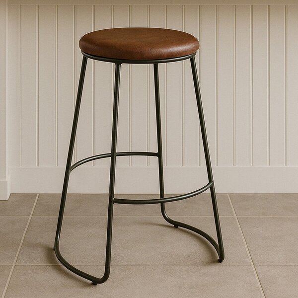 Črn/rjav oblazinjen barsko stol (višina sedeža 64 cm) Brixton – Premier Housewares