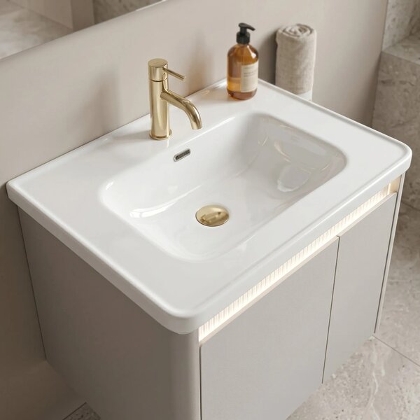 Komplet kopalniškega pohištva z umivalnikom Sora DE07-60 Beige 60CM