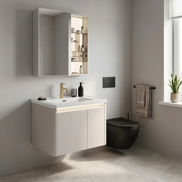 Komplet kopalniškega pohištva z umivalnikom Sora DE07-60 Beige 60CM