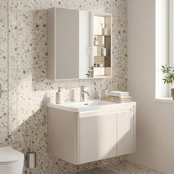 Komplet kopalniškega pohištva z umivalnikom Sora DE07-60 Beige 60CM