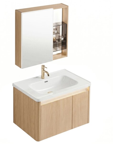 Komplet kopalniškega pohištva z umivalnikom Sora DE07-70 Oak 70CM