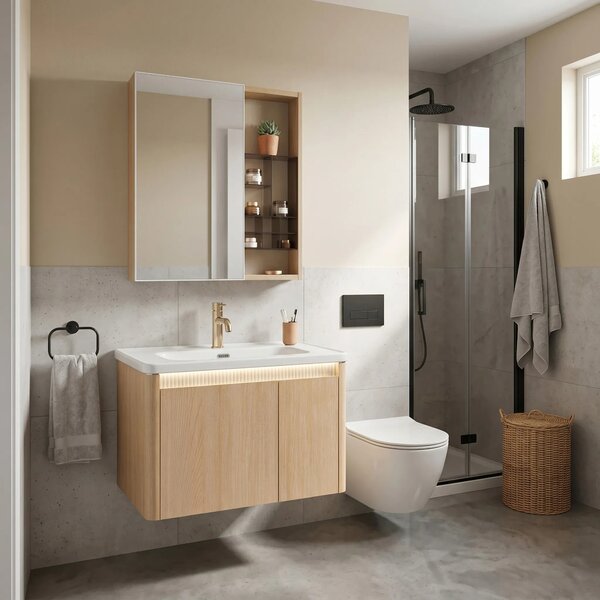 Komplet kopalniškega pohištva z umivalnikom Sora DE07-70 Oak 70CM