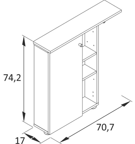 VISEČA OMARA 70,7/74,2/17 cm