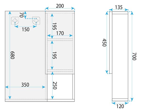 Komplet kopalniškega pohištva z umivalnikom Nova DB06-60 60cm