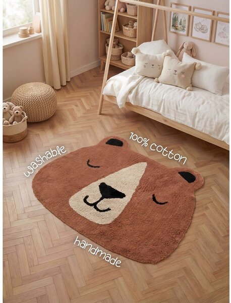 Rjava pralna/ročno tkana bombažna otroška preproga 101x120 cm Snuggle Benni – Hanse Home