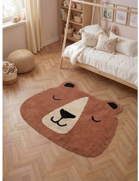 Rjava pralna/ročno tkana bombažna otroška preproga 101x120 cm Snuggle Benni – Hanse Home