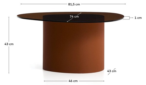 Rjava klubska mizica s stekleno mizno ploščo 74x81,5 cm Olir – Kave Home