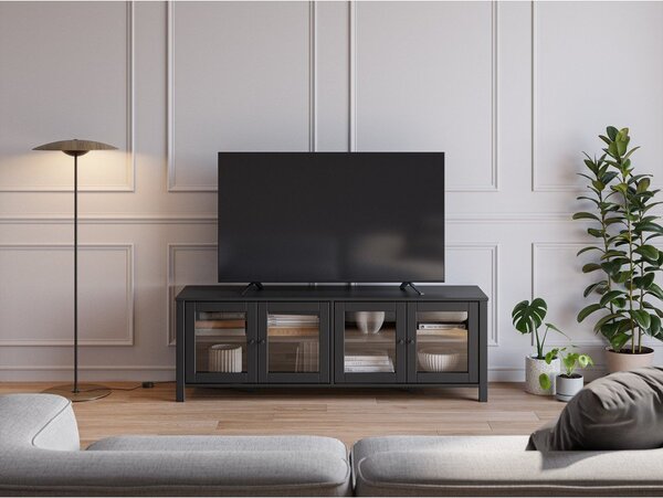 Črna TV omarica iz masivnega bora 150x50x40 cm Alessandra – Marckeric