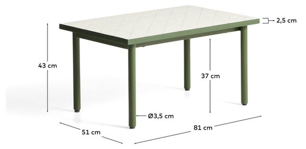 Vrtna mizica s keramično ploščo 51x81 cm Maurina – Kave Home