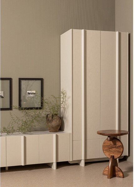 Kremno bela modularna omarica iz masivnega bora 101x210 cm Basu – WOOOD