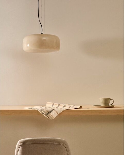 Sivo-bež LED viseča svetilka s steklenim senčilom ø 38 cm Reig – Kave Home