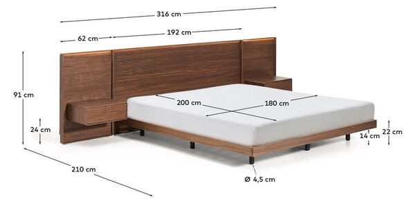 Rjava zakonska postelja iz masivne breze z letvenim dnom 180x200 cm Norlen – Kave Home