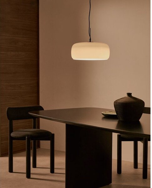 Sivo-bež LED viseča svetilka s steklenim senčilom ø 38 cm Reig – Kave Home