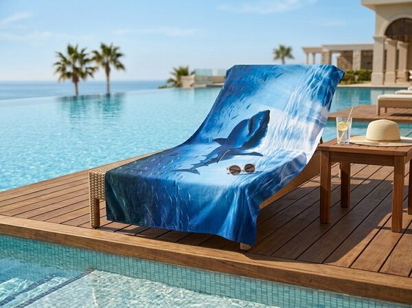 Hitro sušeča XXL plažna brisača SHARKON modra 150 x 210 cm, 100% mikrotkanina
