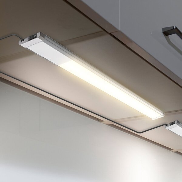 B.K. Licht LED-svetilka za spodnji omarici Kniff srebrna, dolžina 57,5 cm, 3.000 K, Kovinska, Kuhinja, Kovina