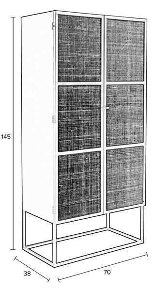 Visoka komoda iz črnega ratana 70x145 cm Guuji - White Label