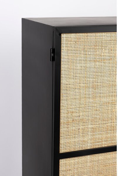 Visoka komoda iz črnega ratana 70x145 cm Guuji - White Label