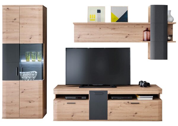 DNEVNI REGAL, antracit, prozorno, barve hrasta