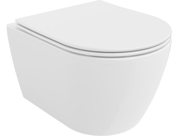 Mexen Carmen wc školjka Rimless z počasi padajočo slim desko, duroplast, bela sijaj - 30880400