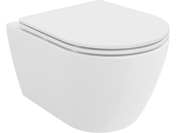 Mexen Carmen wc školjka Rimless s počasnim zapiranjem slim, duroplast, belo sijaj - 30880300