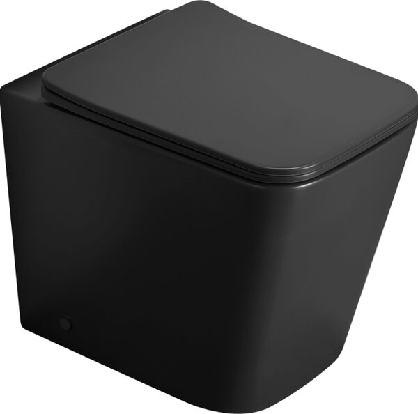 Mexen Cube stoječa WC školjka brez roba z desko s počasnim zapiranjem slim, duroplast, črna mat - 32924085