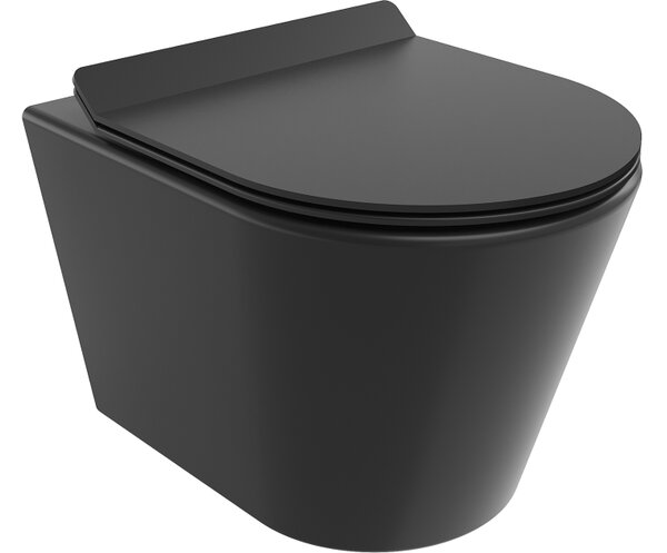 Mexen Rico WC školjka Rimless s počasnim zapiranjem slim, duroplast, črna mat - 30720185