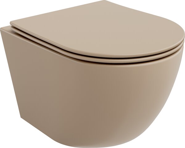 Mexen Lena wc školjka Rimless s počasi zapirajočim sedežem slim, duroplast, cappuccino mat - 30224064