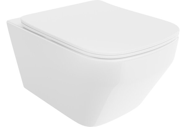 Mexen Riva WC školjka Rimless Tornado s tankim počasi padajočim sedežem, duroplast, bel sijaj - 30630200T
