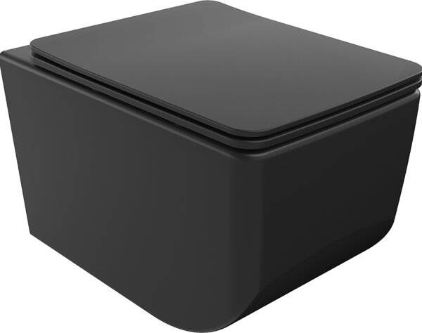 Mexen Vera WC školjka Rimless s počasi zapirajočim sedežem slim, duroplast, črna mat - 30164070