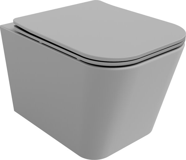 Mexen Teo wc školjka Rimless s počasi zapirajočim slim sedežem, duroplast, svetlo siva mat - 30854061