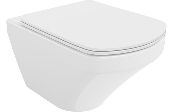 Mexen Vito WC školjka z deskami Rimless s počasnim zapiranjem, slim, duroplast, bela sijaj - 30174000
