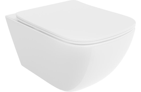 Mexen Timo WC školjka Rimless Tornado s počasi zapirajočim se slim sedežem, duroplast, bel sijaj - 30650200T