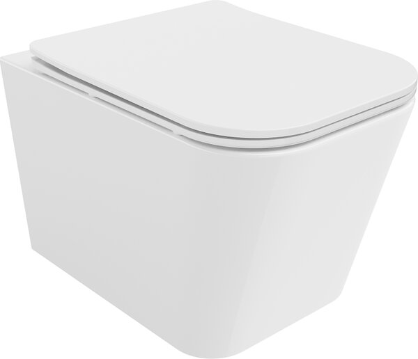 Mexen Teo WC školjka Rimless s počasnim zapiranjem sedeža slim, duroplast, bela sijaj - 30850600