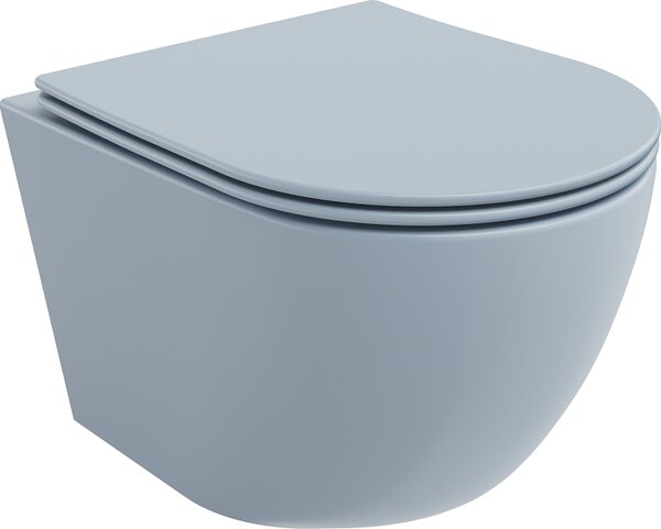 Mexen Lena WC školjka Rimless z desko s počasnim spuščanjem slim, duroplast, sivo-modra mat - 30224069