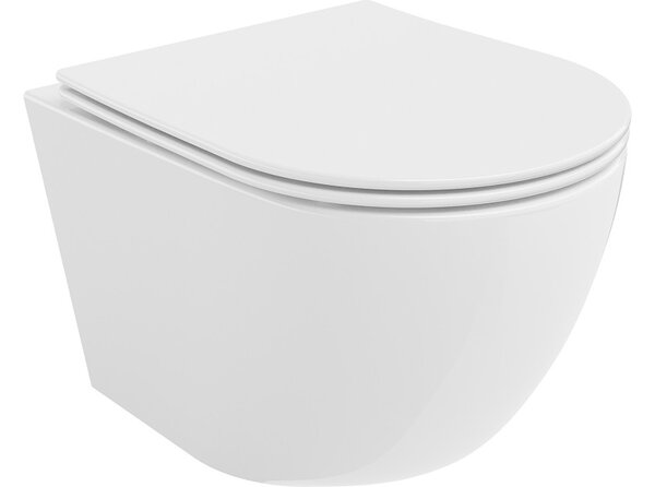 Mexen Lena WC školjka Rimless Tornado s počasi padajočim sedežem slim, duroplast, bela sijaj - 30220400T