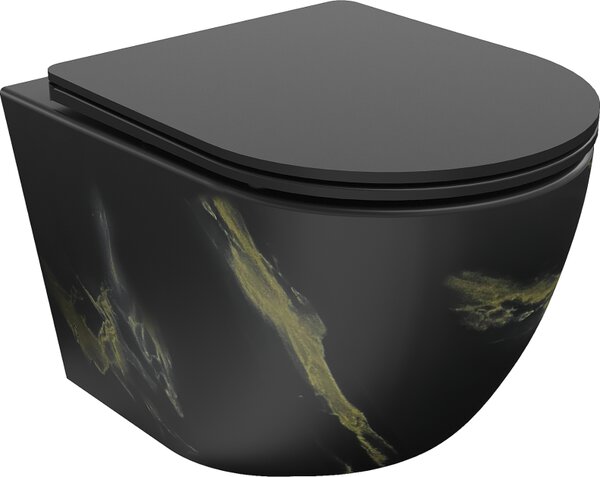 Mexen Lena WC školjka Rimless s počasnim zapiranjem slim, duroplast, črna kamnina - 30224098