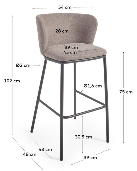 Svetlo rjavi barski stolček 102 cm Ciselia - Kave Home